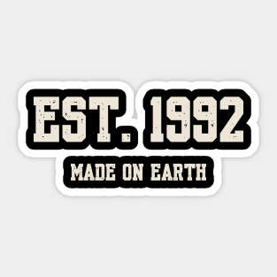 1992 Birthday Vintage Varsity Sticker